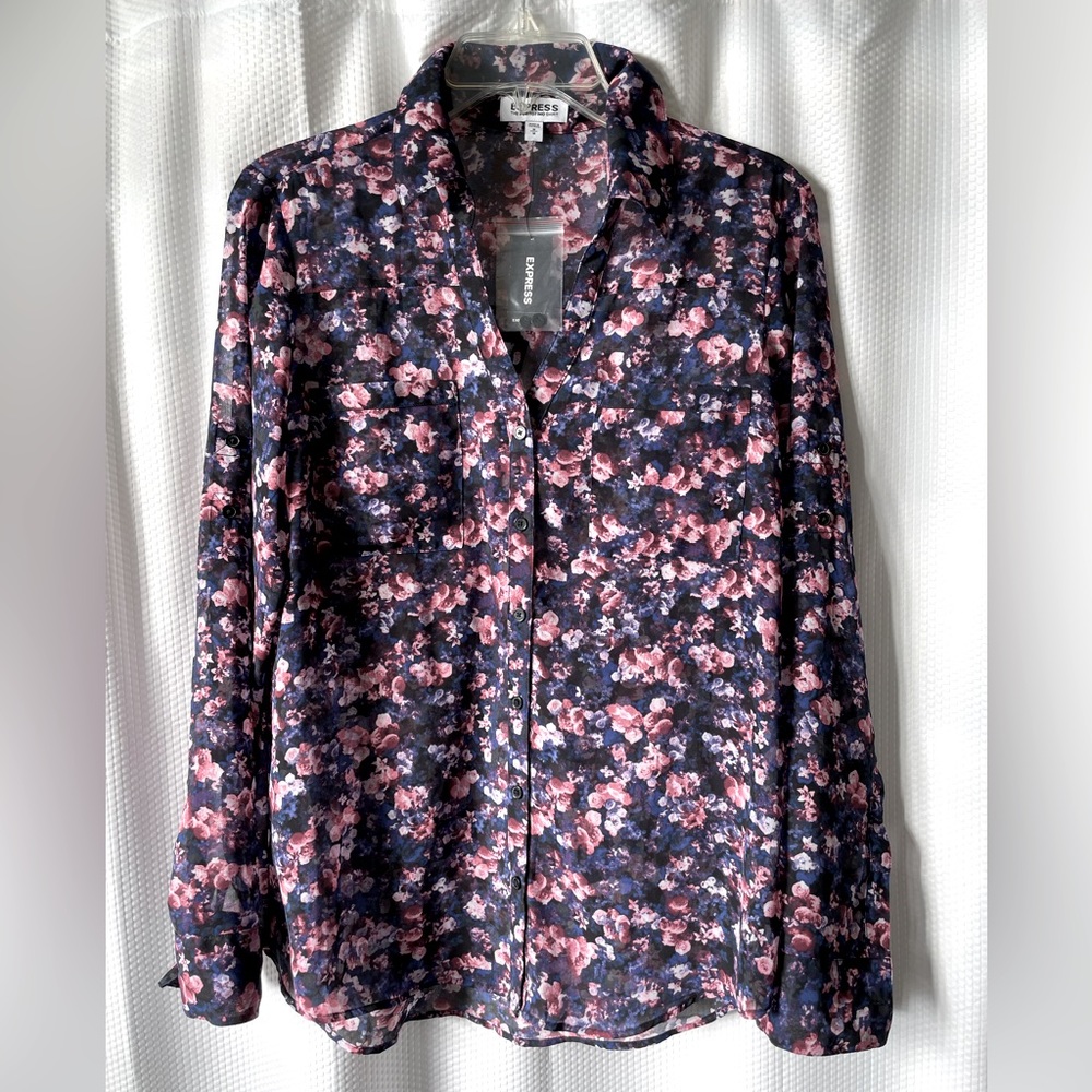 Express Portofino floral blouse long sleeved shirt